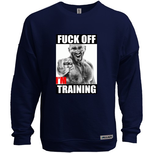 Свитшот без начеса с агрессивным мужчиной и надписью «F*ck off, i'm training»